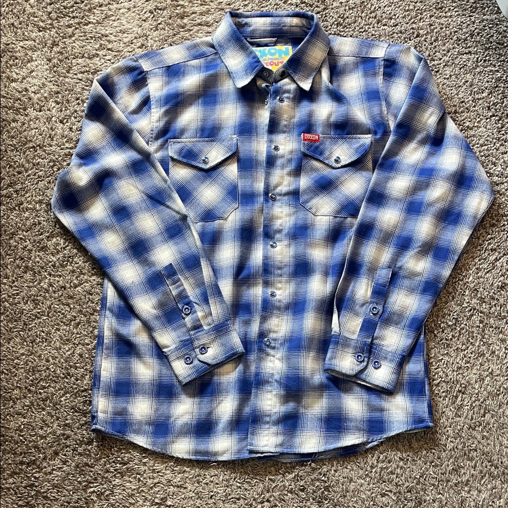 DIXXON Blue and White Plaid Flannel Shirt